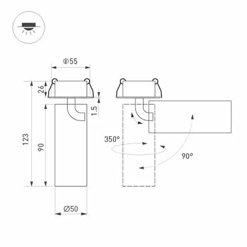 Светильник SP-GABI-BUILT-FLAP-R50-9W Day4000 (WH, 60 deg, 230V) (Arlight, IP40 Металл, 5 лет)