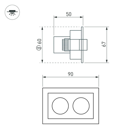 Светильник MS-ORIENT-BUILT-TURN-TC-S67x90-5W Warm3000 (BK-BK, 30 deg, 230V) (Arlight, IP20 Металл, 5 лет)