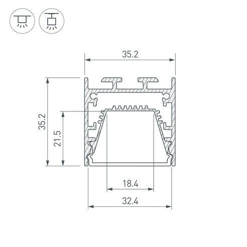 Профиль LINE-3535-TRAY-3000 BLACK (Arlight, Алюминий)