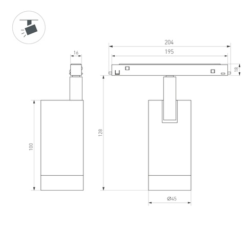 Светильник MAG-ORIENT-SPOT-R45-12W Warm3000 (WH, 24 deg, 48V, DALI) (Arlight, IP20 Металл, 5 лет)