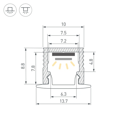 Профиль SL-MINI-10-2000 BLACK (Arlight, Алюминий)