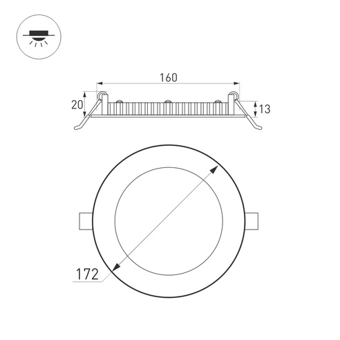 Светильник DL-172M-15W Day White (Arlight, IP40 Металл, 3 года)