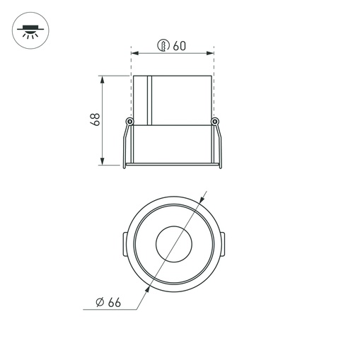 Светильник MS-ATLAS-BUILT-R66-15W Warm3000 (WH-WH, 35 deg, 230V) (Arlight, IP20 Металл, 5 лет)