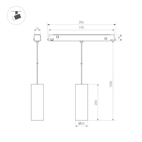 Светильник MAG-ORIENT-SPOT-HANG-R45-12W Day4000 (WH, 24 deg, 48V, DALI) (Arlight, IP20 Металл, 5 лет)