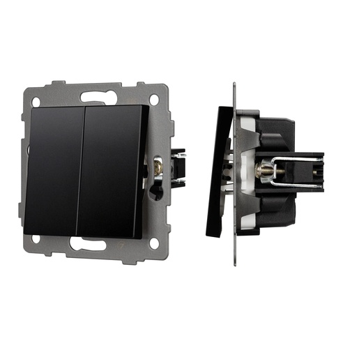 Механизм выключателя двухклавишный самовозвратный SWT-MKR2-PL-BK-V (250V, 10A) (Arlight, -)