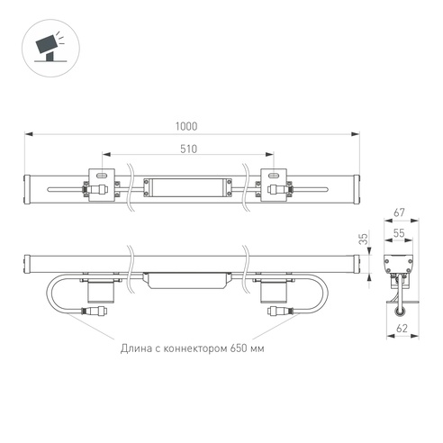 Светодиодный прожектор AR-LINE-1000L-36W-220V Day (Grey, 30 deg) (Arlight, IP65 Металл, 3 года)
