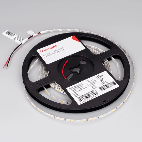 Лента светодиодная RT-A60-5mm 12V Warm3000 (4.8 W/m, IP20, 2835, 5m) (Arlight, узкая)