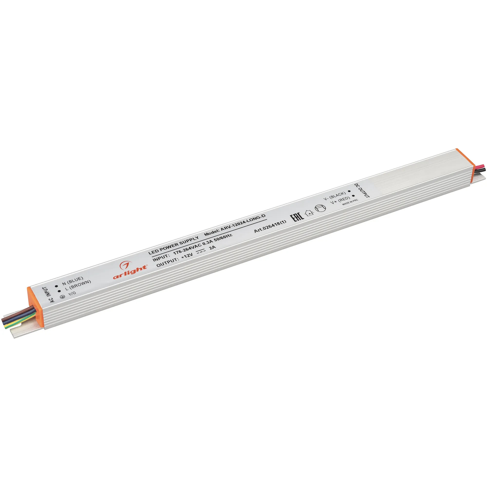Блок питания ARV-12024-LONG-D (12V, 2A, 24W) (Arlight, IP20 Металл, 2 года) - изображение товара